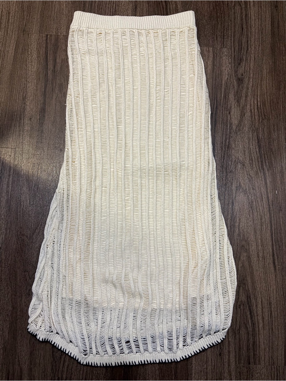 Moon River Cream Open-Knit Maxi Skirt